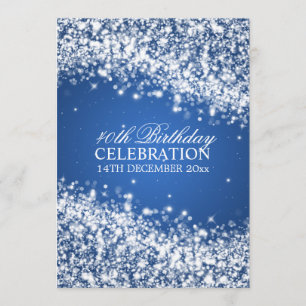 Invitation Elégante fête de 40e anniversaire Bleu d'onde péti