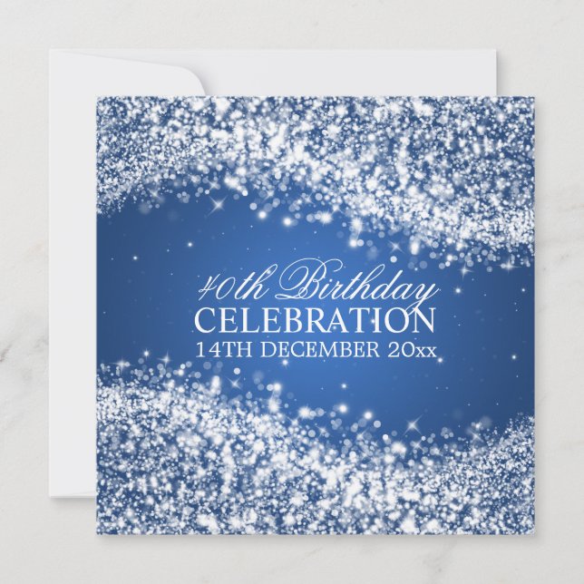 Invitation Elégante fête de 40e anniversaire Sparkling Vague  (Devant)