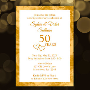 Invitation Élégante fête de 50e anniversaire sur mesure en or