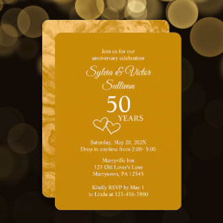 Invitation Élégante fête de 50e anniversaire sur mesure en or