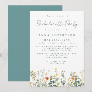 Invitation Élégante fête de bachelorette de fleurs sauvages