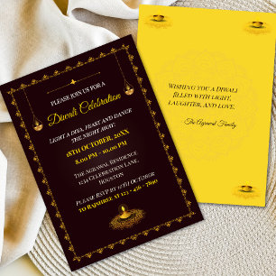Invitation Elégante fête de Diya et Mandala Diwali