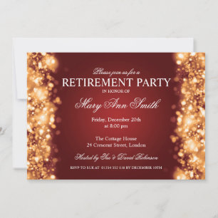 Invitation Élégante fête de la retraite Lumière d'éclat d'or