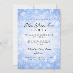 Invitation Élégante fête de la Saint-Sylvestre Bleu hiver