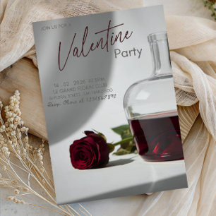 Invitation Élégante Fête de la Saint-Valentin Vin et Roses