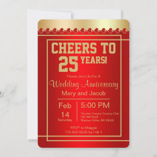 Invitation Élégante fête de l'Anniversaire Rouge