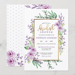 Invitation Élégante Fête de l'mariée florale à la main