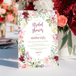 Invitation Élégante Fête de Mariage avec Fleurs des Champs