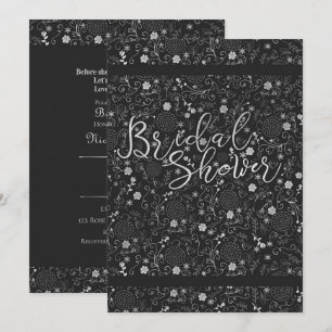 Invitation Élégante Fête de Mariage en Gris Charbon et Argent
