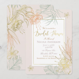 Invitation Élégante Fête de Mariage Florale Botanique Tropica