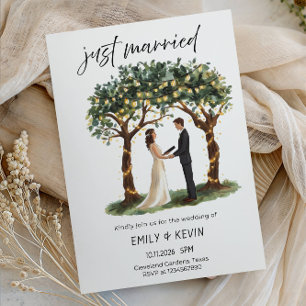Invitation Élégante fête de mariage "Juste Mariés"- Romantiqu