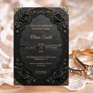 Invitation Élégante Fête de Mariage Romantique Victorienne Go