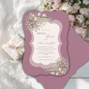 Invitation Élégante Fête de Mariage Rose Bourguignon Floral
