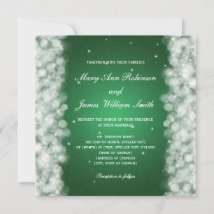 Invitation Élégante fête de mariage Sparkle Emerald Green
