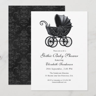 Invitation  Élégante Fête de Naissance Gothique Landau Victor