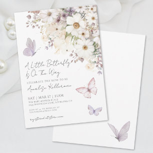 Invitation Élégante Fête de Naissance Papillon Sauvage
