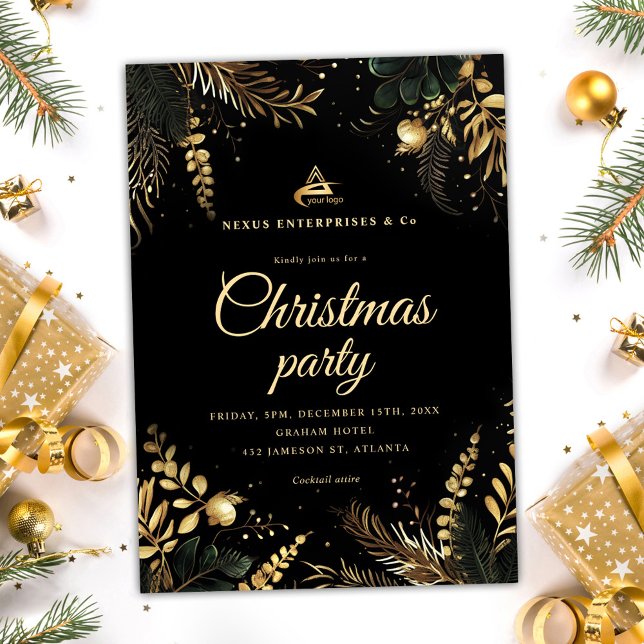 Invitation Élégante Fête de Noël d'entreprise d'affaires (Elegant Business Corporate Christmas Party Invitation)