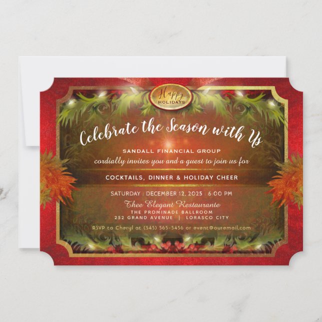 Invitation Élégante fête de Noël d'entreprise festive (Devant)