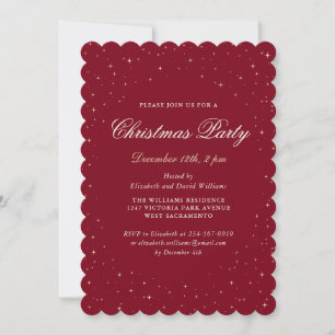 Invitation Élégante fête de Noël étoilée rouge