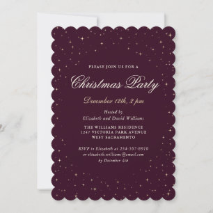 Invitation Élégante fête de Noël étoilée violet foncé