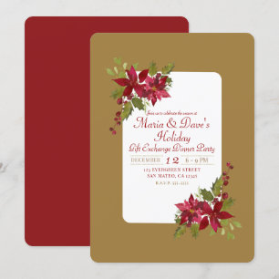Invitation Élégante fête de Noël Floral Poinsettia