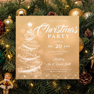 Invitation Élégante fête de Noël Sparkle Gold Holiday