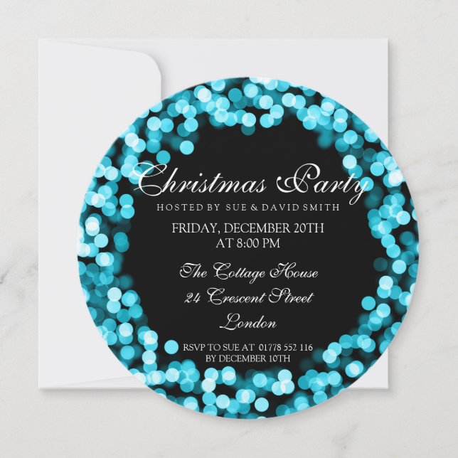 Invitation Élégante fête de Noël Turquoise brillant (Devant)