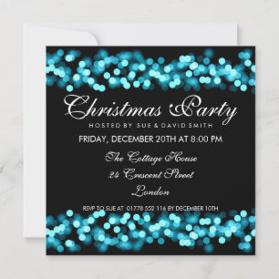 Invitation Élégante fête de Noël Turquoise Hollywood Glam