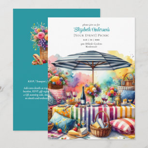 Invitation Élégante fête de pique-nique Anniversaire Départ N