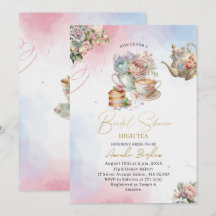 Elégante fête de thé aquarelle fille rose mariée o
