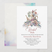 Elégante fête de thé aquarelle fille rose mariée o