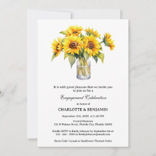 Invitation Élégante fête d'engagement de tournesol