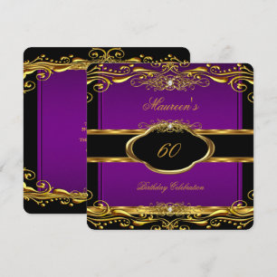 Invitation Elégante Fête des 60 ans Gold Purple Plum 3