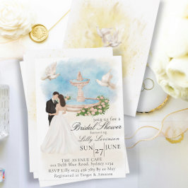 Invitation Elégante Fête des mariées avec Fontaine Mariée & S