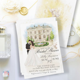 Invitation Elégante Fête des mariées avec Mariée et Salle de 