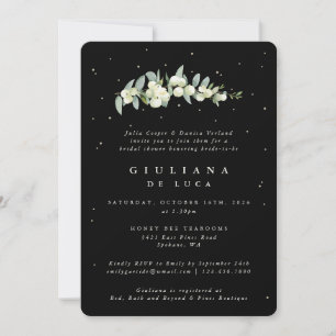 Invitation Elégante Fête des mariées Black Snowberry+Eucalypt