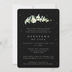 Invitation Elégante Fête des mariées Black Snowberry+Eucalypt