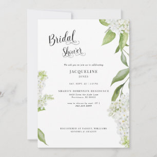 Invitation Elégante Fête des mariées blanche Hydrangea
