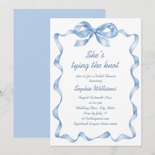 Invitation Elégante Fête des mariées bleu Dusty main tirée Bo