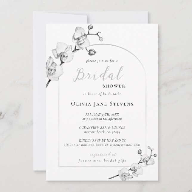 Invitation Elégante Fête des mariées Boho Arch White Gold Orc (Devant)