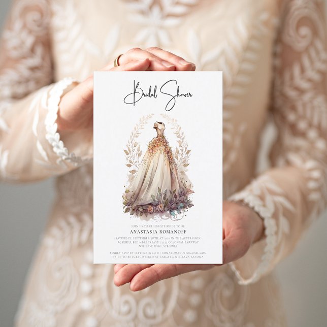 Invitation Elégante Fête des mariées Botanique Blanc (Créateur téléchargé)