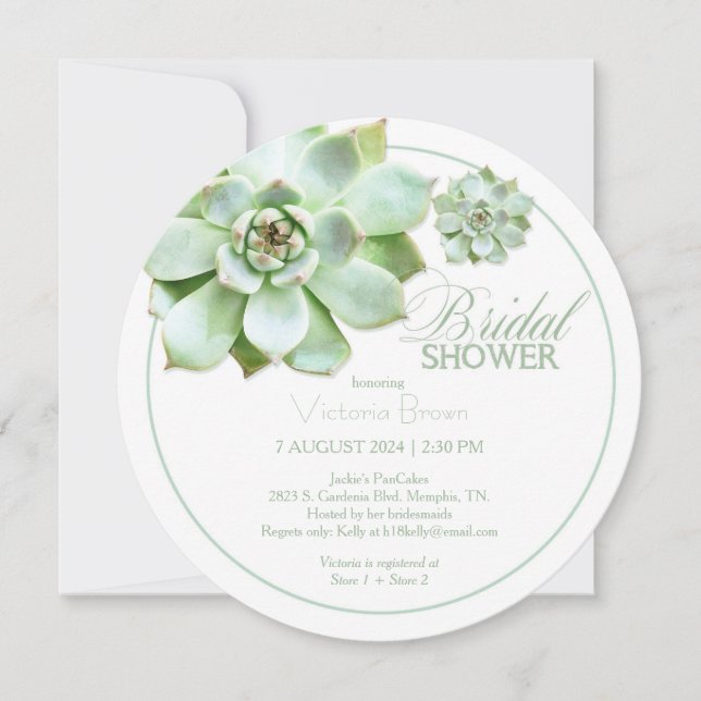 Invitation Élégante Fête des mariées botanique Succulente (Devant)