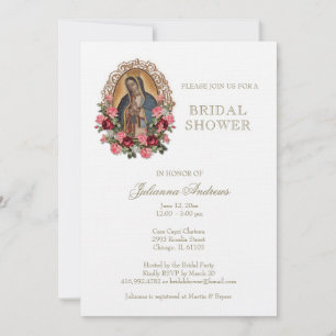 Invitation Élégante Fête des mariées catholique Roses de Guad