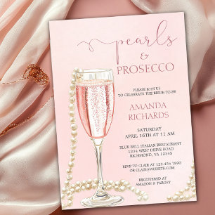 Invitation Elégante Fête des mariées Champagne Pearls & Prose