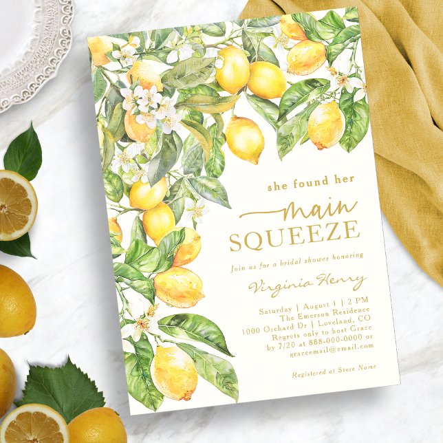 Invitation Élégante Fête des mariées citron (Elegant Lemon Bridal Shower Invitation by Painted Paperie
)