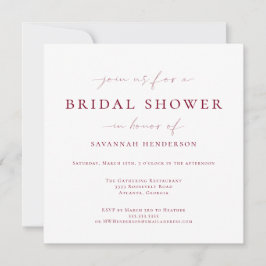 Invitation Elégante Fête des mariées classique bordeaux