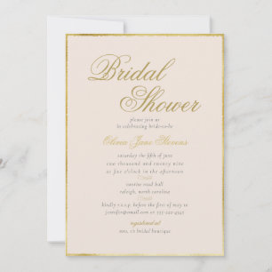 Invitation Elégante Fête des mariées classique Gold Frame Cre