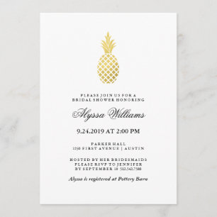 Invitation Élégante Fête des mariées d'ananas en or