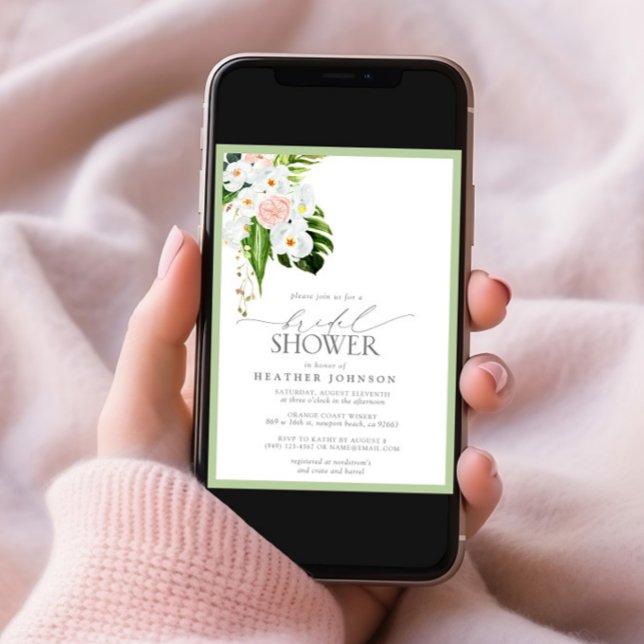 Invitation Elégante Fête des mariées d'aquarelle d'orchidée t (Créateur téléchargé)