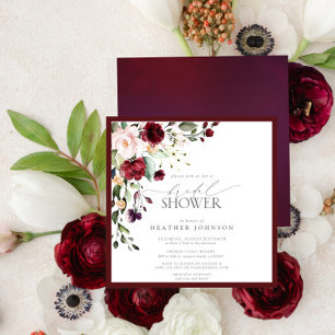 Invitation Elégante Fête des mariées d'aquarelle florale bord